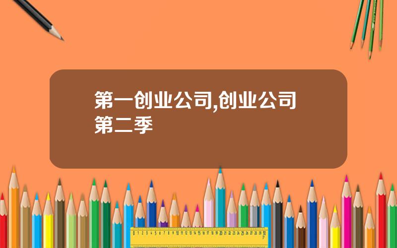 第一创业公司,创业公司 第二季